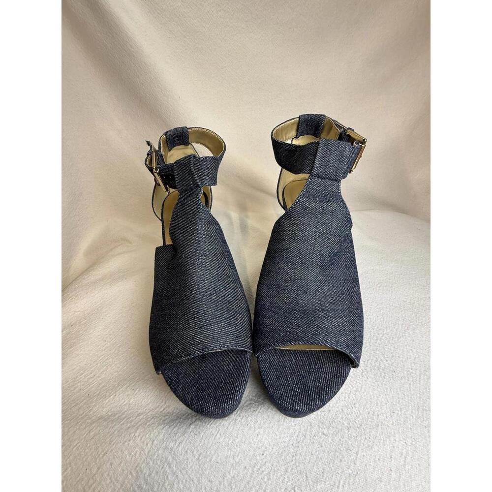 Euro Summer Guess Denim Wedge Shoe Denim Upper Paisley Hippie Festival BOHO - Picture 2 of 9